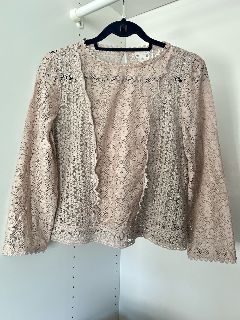 Hinge Crochet Lace Top - Nude/Beige - Size S